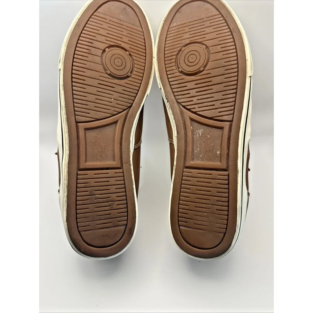 Polo Ralph Lauren VAUGHN Brown Leather Lace Casual Boat Shoes Men's Size US 14 D